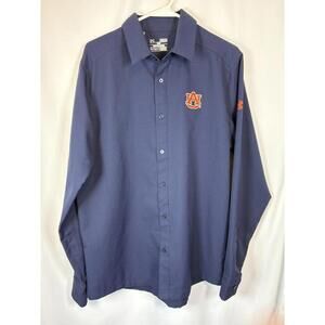 Auburn Men’s M, LS Under Armour Button Up, Navy, Lightweight